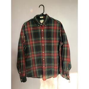 J.Crew 98% organic Secret Wash Shirting stretch button up plaid Men's Large